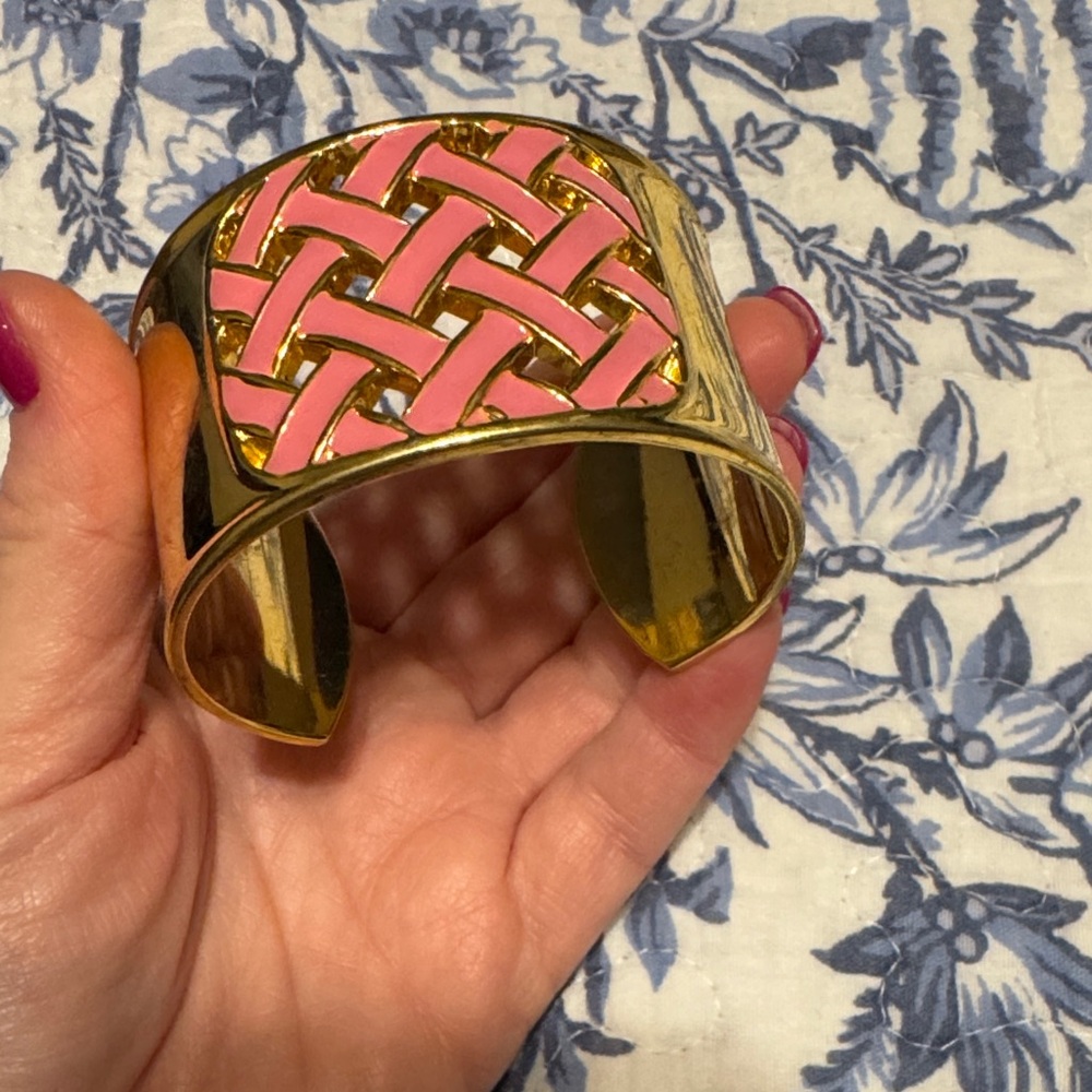 Lilly Pulitzer Gold and Pink Woven Cuff Bracelet